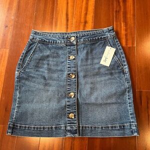 New NWT Maison Jules Denim Skirt Merci Wash Jean‎ Mini Button-Front Pockets Sz 2